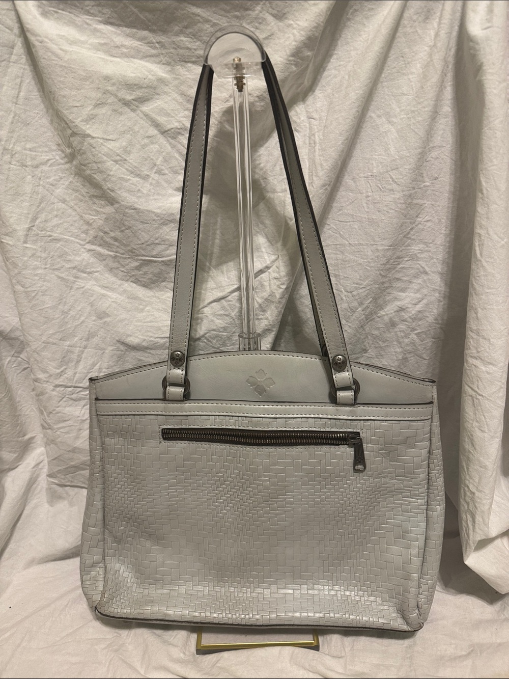 Patricia Nash Light Gray Woven Shoulder Tote